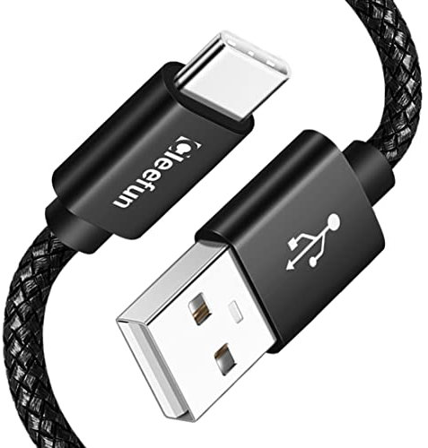 CLEEFUN USB to USB C Fast Charger Cable 1M, 3A Type C Fast Charging Nylon Braided Lead for iPhone 15 16 Plus Pro Max, iPad, Samsung Galaxy, Tablets, Laptops, Wall/Car Chargers etc - 3.3ft/Black