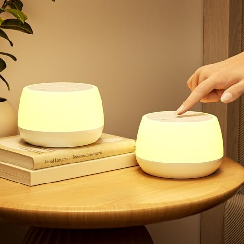 Dorifun LED Nachttischlampe Touch Dimmbar 2er Set, Tischlampe Kabellos USB Aufladbar mit RGB Farben 4 Modi, Nachtlicht Kinder Kleine Stilllicht Dimmbar mit Timing für Schlafzimmer Kinderzimmer - Weiß