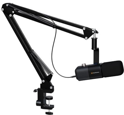 NearStream Microphone Dynamique avec Connexions USB et XLR, Détection Supercardioïde & Plug and Play &Réduction du Bruit AI&Gain Audio,Fréquence d'échantillonnage 48KHz /16Bit,SNR≥75db,SPL≥125db