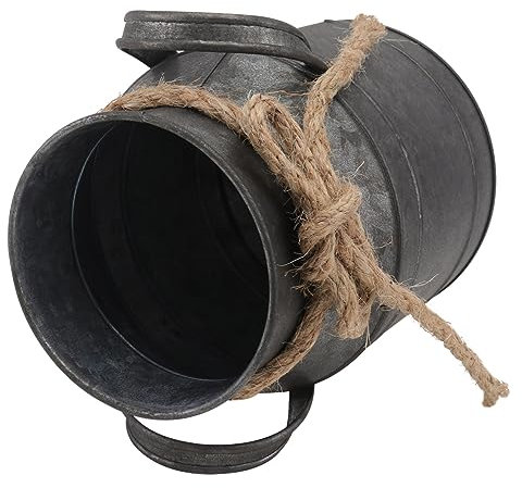 Mikikit Vaso Vintage in Ferro Stile Retrò Europeo, Portavaso Decorativo per Fiori Secchi, Secchio Decorativo in Latta per Ufficio e Decorazione