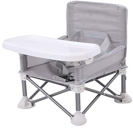 BRAVECOW Portable Baby Booster Seat, Compact Fold Design with Secure Straps for Indoor, Outdoor, Camping & Beach Use Toddler Travel High Chair​​