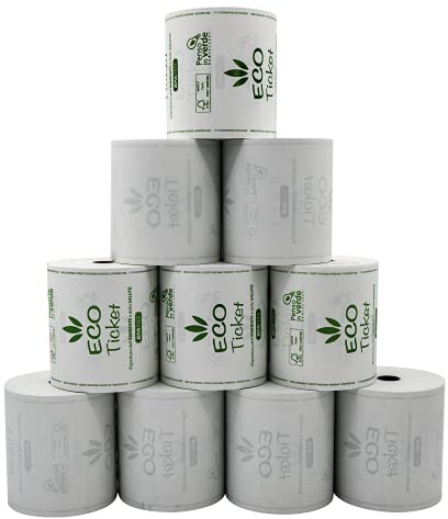 Carte Dozio - Rouleaux de papier thermique homologués pour caisses moyennes/petites activités - Lot de 10 rouleaux - Format 57 mm x 30 m, D.I. 12 mm, 48 gr