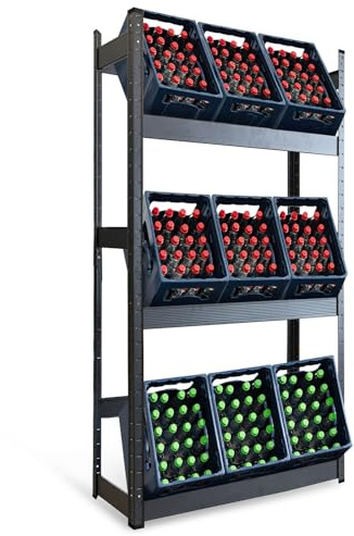 casa pura Osaka - Scaffalatura per 9 casse, 200 x 100 x 30 cm, per bibite, per cassette di bevande, portabottiglie, supporto per cassette di bevande