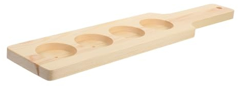 Hoement Multi-slots Wooden Shot Glasses Rack with Anti-slip Slots Coffee Mugs Holder Tray for Bar Club Restaurant Beverage Storage and Organized Serving Display