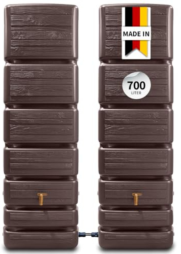 4rain Regentonne Wandtank Slim Wood Decor Set 700 L, Darkwood, 2X Slim | 350L, inkl. Verbinder