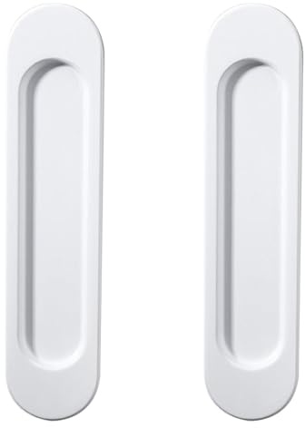 Okaywork 2x Poignées de Porte Coulissante Ovales Autocollantes, Poignée Porte Coulissante, Alliage D'aluminium or mat sans Perforation pour Portes de Grange, Fenêtres, Armoires (Blanc)
