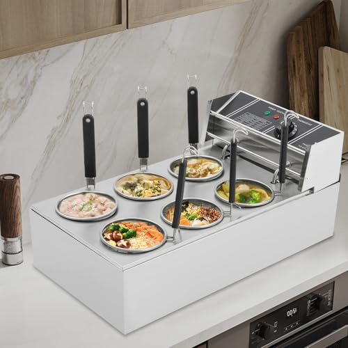 Gastro - Fornello elettrico da 20 l, 6 cestini, in acciaio inox, con regolazione della temperatura di 30 – 110 °C, con rubinetto di scarico e divisorio per ristoranti e spuntini, 2000 W