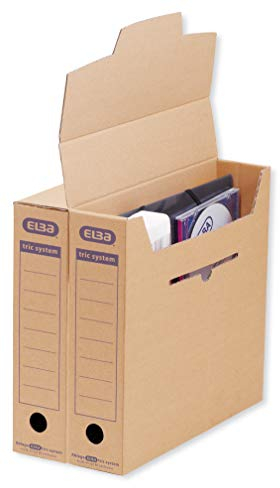 Elba Archivbox tric system, mit Verschlusslasche, aus Wellpappe in braun, 12 Stück