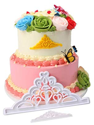 Mity Rain Ausstechformen-Set mit Krone, Tiara, Fondant, Krone und Prinzessinnenkrone, für Cupcakes, Dekoration, Blütenpaste, 2 Stück