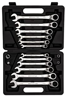 Gedore Red Maul-Ringratschenschlüssel-Satz, umschaltbar, inkl. Adapter, Set 16-tlg, SW 8-19 mm, abgewinkelt, R07203016