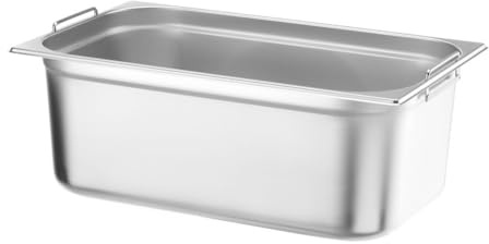 HENDI Gastronormbehälter, mit Griffen, Temperaturbeständig von -40° bis 300°C, Heissluftöfen-Kühl- und Tiefkühlschränken-Chafing Dishes-Bain Marie, 28L, GN 1/1, 530x325x(H) 200mm, Edelstahl