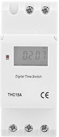 THC15A Interrupteur à Minuterie Programmable, 220-240VAC 16A Numérique LCD Programmateur Horaire Electrique Hebdomadaire à Affichage Numérique pourRail DIN 16A