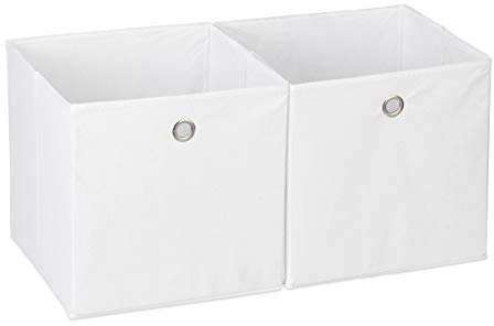 Relaxdays Lot de 4 boîtes de rangement en tissu carré pour étagère - 30 x 30 x 30 cm - Blanc