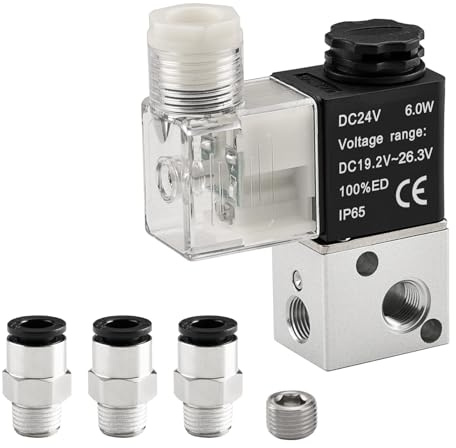 Heschen Elektrisk pneumatisk magnetventil 3V1-06 24VDC PT1/8 3/2-vägs normalt stängd CE med beslag och ljuddämpare