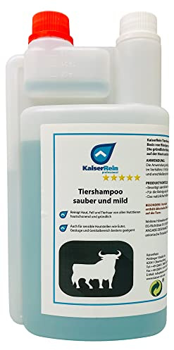 KaiserRein Tiershampoo sauber und mild 1l I auf Basis natürlichen Seifen, aus Kokosöl ist hautschonend und dadurch optimal für Pferde und Rinder I Beseitigt sämtliche Verschmutzungen auf Haut und Haar