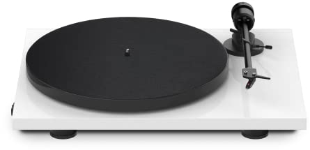 Pro-Ject E1, Plug & Play Einsteiger Plattenspieler mit elektronischer Geschwindigkeitsumschaltung, Auflagekraft und Anti-Skating voreingestellt (Om5e, Weiß)