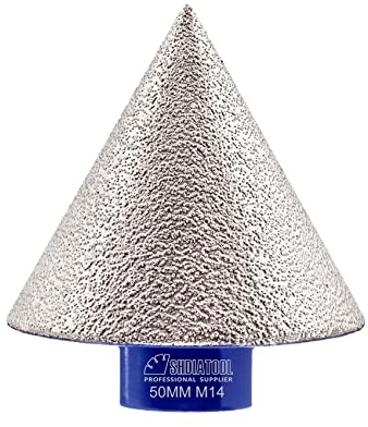 SHDIATOOL Brocas de chaflán de biselado de diamante 50mm x M14 Brocas de avellanado para azulejos Mármol Recorte de cerámica Acabado Limpieza Ampliación de agujeros existentes