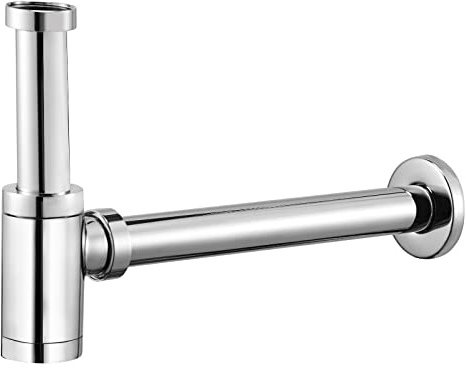 Siphon Waschbecken Chrom, Röhrensiphon für Waschbecken Waschtisch Abflussgarnitur 1 1/4geeignet, Syphon Bad Abflussrohr Tauchrohr höhenverstellbar, Geruchsverschluss, mit Dichtungen & Rosette