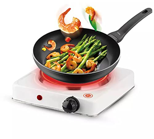 THREMA Portable Electric Coil Hot Plate, 1000W Kitchen Countertop Cast-Iron Double Burner, Multipurpose Electric Charcoal Stove With Adjustable Temperature Control, Quickly Boil, for Cooking