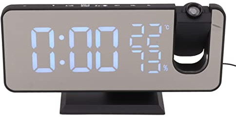 Haofy UKW-Radio LED-Digital-Smart-Wecker LED-Digital-Projektionswecker für Schlafzimmer Nachttisch LED-Digital-Projektionswecker (Blaue Buchstaben)