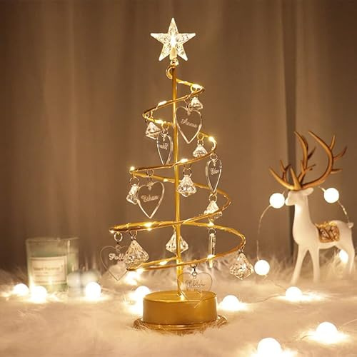 ASD Jewerly Personalisierte Name Liebe Kristall Weihnachtsbaum mit LED-Lichtern, benutzerdefinierte Weihnachten Liebe Kristall Baum Licht, 27 cm, Weihnachtsdekoration für Familie Mama Papa