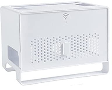 Kabelmanagement Multifunktionale drahtlose Router Aufbewahrungsbox Große Kabelverwaltungsbox mit Abdeckung Abnehmbarer Home Office Power Strip-Aufbewahrungsbox, weiß/grau Kabelbox (Color : White)
