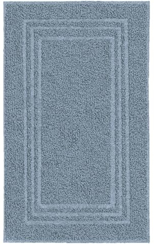 Kleine Wolke Frottiervorleger Lodge Stahlblau 50 x 80 cm | OEKO-TEX zertifiziert, 800 g/qm, vegan ohne tierische Bestandteile hergestellt, bei 60° C waschbar, 100% Baumwolle