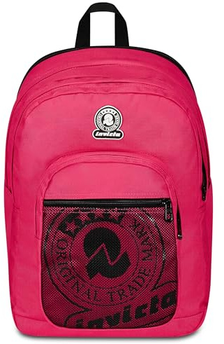 Invicta Zaino Scuola Dial Full Space Solid, Rosa - Doppio Scomparto con Fascia Estensibile, Tasca Porta PC, Porta Borraccia e Organizer - Zaino Viaggio