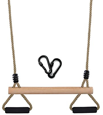 Trapeze Schaukel，Kinderschaukel mit Weicher Schwamm Griff，Multifunktions Einstellbar Kinderholz Trapez Schaukel bis 100kg für Indoor Outdoor