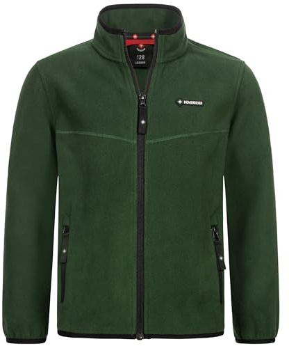 Höhenhorn Leggon Chaqueta de forro polar para niños y niñas, con cremallera completa, para exteriores, verde/negro, 140