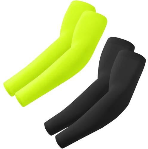Roxun 2 Par Armskydd För Kvinnor Män Uv-Skydd Armbindor Gaming, Ärmar Volleyboll Armskydd Basket Armlingar Cykelsport Svart+Fluorescerande