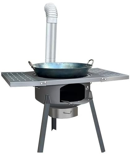 SBCWH Camping Holzofen, Tragbarer Holzofen mit Faltbarer Platte, Outdoor Zeltofen zum Kochen, Grillen, Picknicken und Heizen(77x43x46cm)