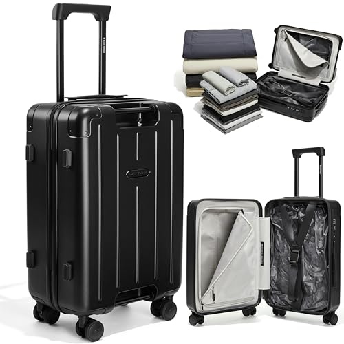 BlackVoyage Air Vacuum Seal Koffer Handgepäck 50,8 cm Reisegepäck USB-Anschluss 50,8 cm AirCabin Luftkompressionspumpe, Mattes Schwarz, 50L Capacity (1 Vacuum Bag), Aircabin Pro