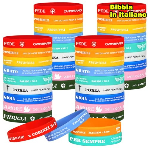 HONTIUS 8'' Braccialetti In Gomma Bibbia, 18 Pezzi Braccialetti In Silicone con Versi Biblici, Vuoto Elastici d'ispirazione Religiosi di Gomma per Scuola Insegnante Squadra Festa Natale Pasqua B