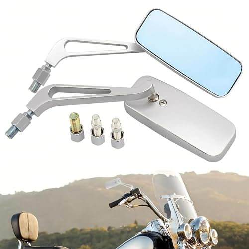 YUJYGAO Motocicleta Espejo Retrovisor Rectangular,M8 M10 Retro Espejo Lateral de Moto con Bobber Cruiser Choppers Touring ATV Sport Bike Suzuki scooters