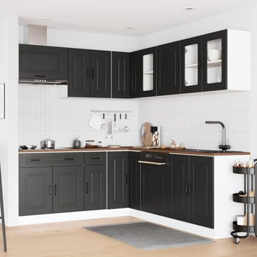IKAYAA Mueble de Cocina 11 Piezas Kalmar, Cocinas Completas, Muebles De Armario Inferior de Fregadero y Colgante, para Horno Negro Type-2
