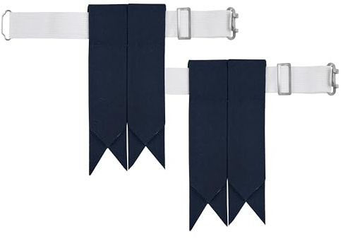 Kilt Emporium Adjustable Kilt Flashes for Men - Heavy Buckle, Plain & Tartan (Navy Blue)