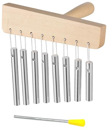 Percussion Chimes Holz Handglockenspiel Mit 8 Tonen | Robustes Aluminiumröhren Musikinstrument Mit Klangstab Für Zuhause Tempel Garten Anfänger