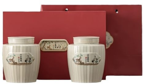 Loose Tea Tins, Sealed Containers, Vintage Ceramic Bulk Storage Container Jar Kitchen Chinese Set Double Gift Box Empty Leaf Glass Containers