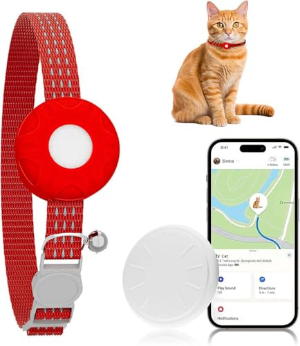 ZFSJTAG Cat Tracker, Lightweight Pet Tracker for Cats, GPS Tracker for Cats, Compatible with Apple Find My App(Only iOS), Real-Time Tracking, No Monthly Fee, Waterproof