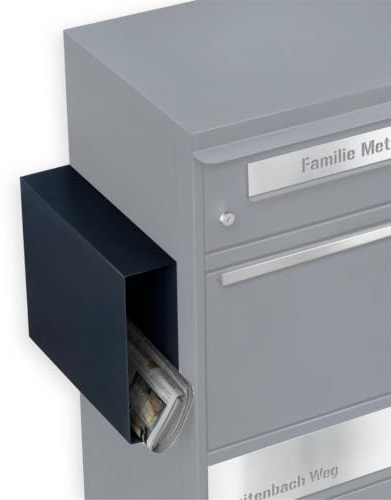 Metzler Zeitungsfach für Paketbox mit selbstklebender Montage und wetterfester | Ausführung RAL 7016 Anthrazit kratzfest UV-beständig