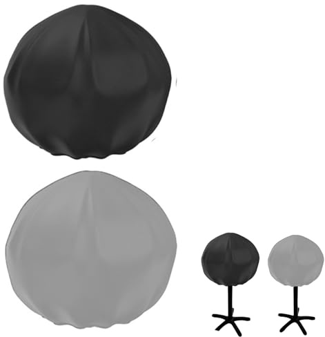 2 fundas de tela Oxford para parrilla, 45 x 50 cm, pequeñas cubiertas redondas para barbacoa, impermeables, redondas, protectoras, para patio, parrillas de jardín, interiores y exteriores (GY+BK)