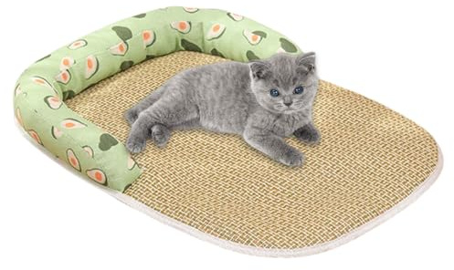 Kühlende Eisdecke für den Innenbereich | Kühlkissen | Atmungsaktive Kühlmatte | Matte mit hochschützendem Kissen für kleine bis mittelgroße Hunde und Katzen | Hundedecke