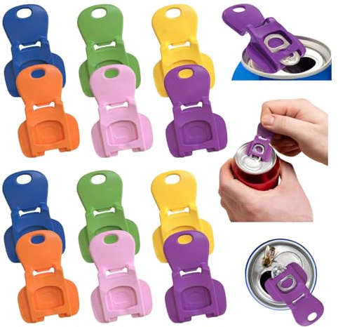 12 abridores de latas de bebidas, abridor manual sencillo para latas de bebidas, abrelatas de plástico, abrelatas de plástico, cierre de latas de bebidas, colorido abridor y cubierta