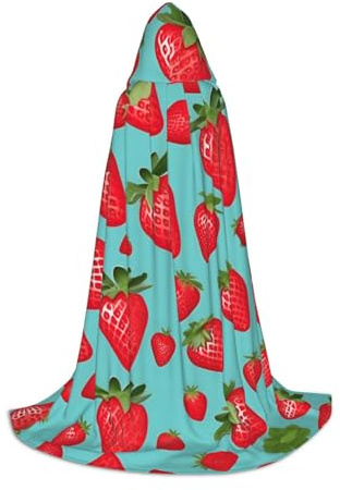 DUWAA Capa con capucha de Halloween con estampado de fresas, estilo medieval para fiestas de Navidad, disfraces de cosplay