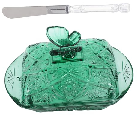Gatuida Mantequera de Vidrio con Tapa Hermética para Mantequilla Plato para Encimera y Refrigerador Bandeja Decorativa Transparente para Quesos Pasteles y Eventos