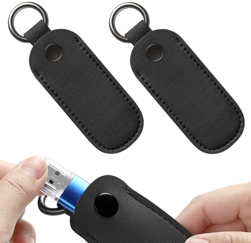 2 Pcs USB-minne Fodral Skyddsfodral PU Läder Med Nyckelring Praktisk Skyddande Hållbar Lätt att Bära för Hem Kontor Resor Skola Arbetsplats Och Dagligt Användning