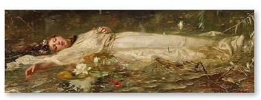 Ophelia – von Friedrich Wilhelm Theodor Heyser - Panorama Kunst-Poster 91,5 × 30,5 cm – Romantische „Dark Academia“ & Folklore-Aesthetic für deine Wände