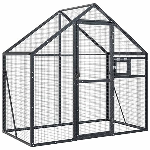 Emmtore Voliere, Vogelvoliere mit Wire Mesh Grids, Vogelkäfig für Außenbereich, Vogelhaus Papageienkäfig Papageienvoliere,Anthrazit,1.79 x 1 x 1.85 m