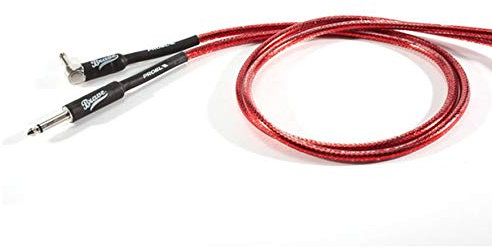 PROEL BRV120LU5TR - Cavo audio per strumenti musicali con connettori Jack Mono Maschio Dritto da 6.3 mm a Jack Mono Maschio ad Angolo da 6.3 mm, guaina trasparente rossa